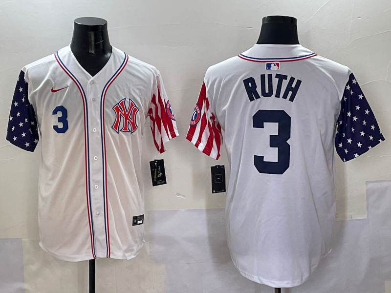 Men 2025  MLB New York Yankees #3 Ruth white jersey style 4->new york yankees->MLB Jersey